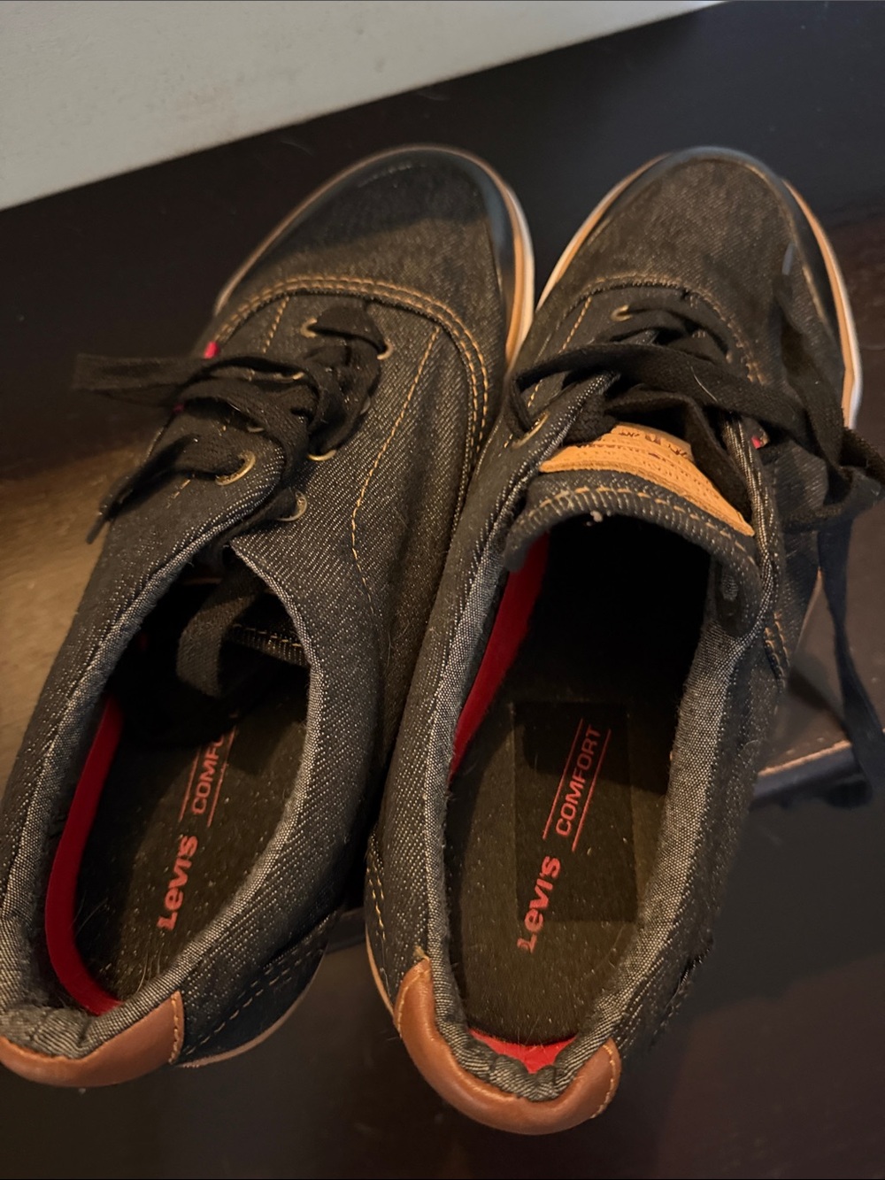 Levi's Black Denim Sneakers with Tan Accents